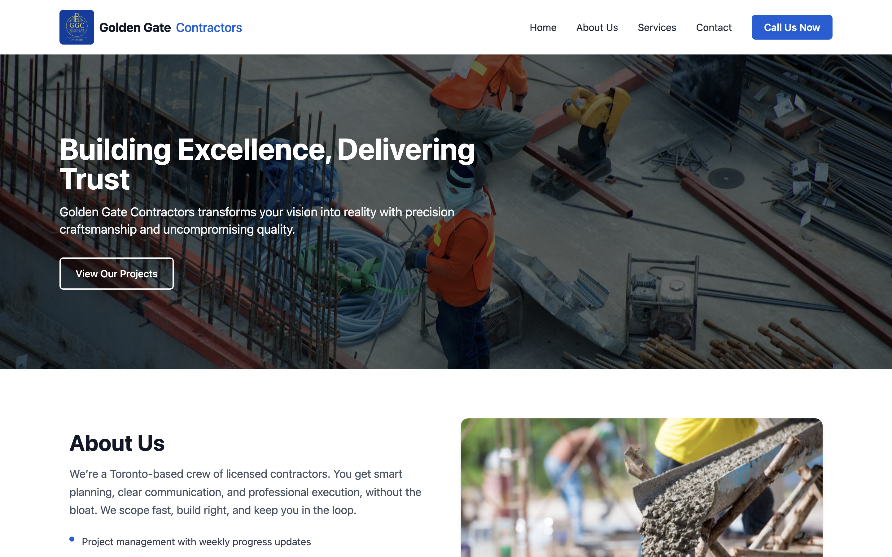 Golden Gates Contracting website preview